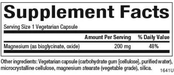 Бисглицинат магния 200 мг Natural Factors (Magnesium Bisglycinate) 120 растительных капсул