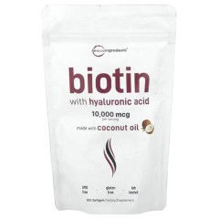 Біотин з гіалуронoвою кислотою Micro Ingredients (Biotin with Hyaluronic Acid) 365 рідких капсул