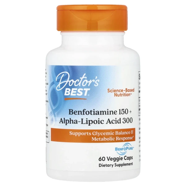 Альфа-ліпоєва кислота + бенфотіамін Doctor's Best (Benfotiamine + Alpha-lipoic acid) 300 мг/150 мг 60 капсул