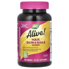 Вітаміни для волосся, шкіри та нігтів Nature's Way (Hair, Skin and Nails) 60 жувальних таблеток зі смаком полуниці