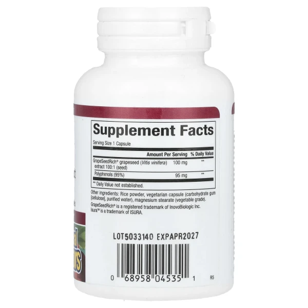 Екстракт виноградних кісточок Natural Factors (Grape Seed Extract) 100 мг 60 капсул
