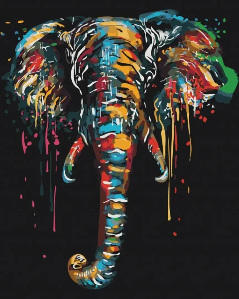 Картина за номерами Слон у фарбах  Brushme 40x50