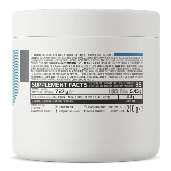 Аргінін Ostrovit L-Arginine 3000 мг лимон 210 г