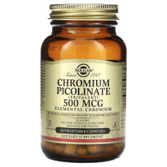 Хром піколінат Solgar (Chromium picolinate) 500 мкг 60 капсул