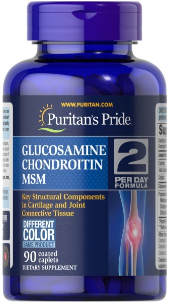 Глюкозамін хондроїтин і МСМ Puritan's Pride (Glucosamine, Chondroitin & MSM-2 Per Day Formula) 90 каплет