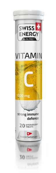 Вітамін С, VITAMIN C, Swiss Energy, апельсин, 1000 мг, 20 розчинних таблеток
