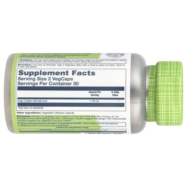 Solaray, True Herbs, імбир, 100 капсул VegCaps (550 мг на капсулу)
