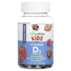 Вітамін D3 без цукру 25 мкг Lifeable (Kids Vitamin D3 Sugar Free) 60 жувальних цукерок