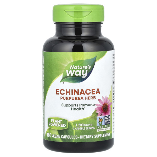 Nature's Way, трава ехінацеї пурпурової (Echinacea purpurea), 180 веганських капсул (400 мг в 1 капсулі)