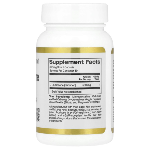 L-глутатіон відновлений (L-Glutathione) 500 мг 30 капсул