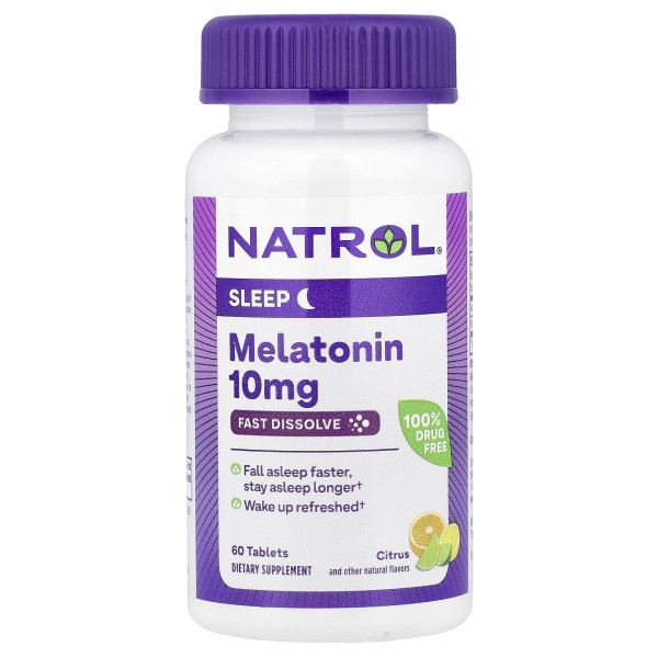 Мелатонін швидкого вивільнення Natrol (Melatonin) 10 мг 60 таблеток із цитрусовим смаком