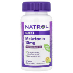 Мелатонин быстрого высвобождения Natrol (Melatonin) 10 мг 60 таблеток со вкусом цитруса