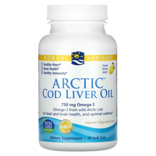 Масло печени арктической трески Nordic Naturals (Arctic cod liver oil) 1000 мг 90 капсул со вкусом лимона