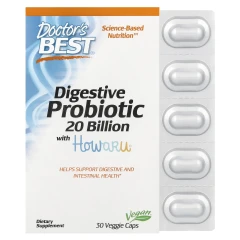 Пробиотики для пищеварения Doctor's Best (Digestive Probiotic with Howaru) 20 млрд КОЕ 30 капсул