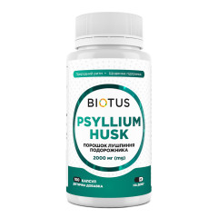 Подорожник, Psyllium Husk, Biotus, 2000 мг, 100 капсул