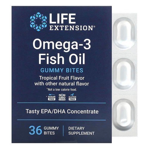 Рыбий жир Омега-3 Life Extension (Omega-3 Fish Oil Gummy Bites) 36 жевательных таблеток
