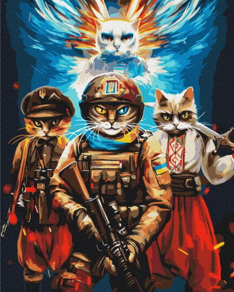 Картина по номерам Кошки Воины © Марианна Пащук Brushme 48x60