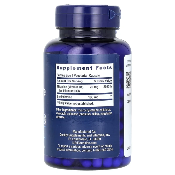 Бенфотіамін з тіаміном Life Extension (Benfotiamine with Theamine) 120 капсул