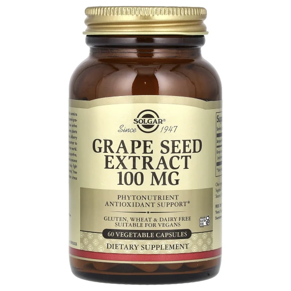 Екстракт виноградних кісточок Solgar (Grape Seed Extract) 100 мг 60 капсул