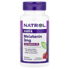 Мелатонін швидкого вивільнення Natrol (Melatonin) зі смаком полуниці 3 мг 90 таблеток