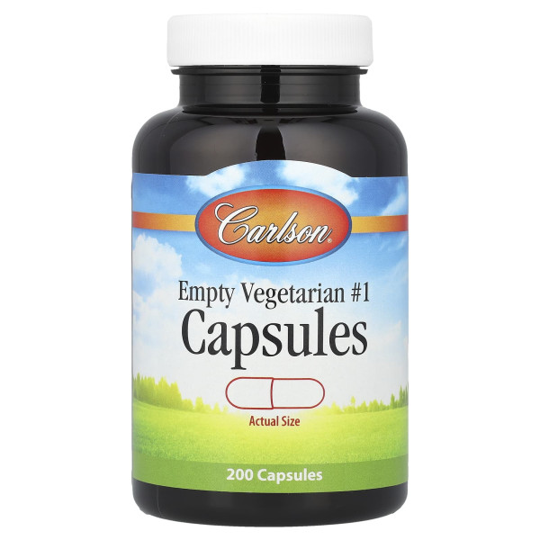 Пустые растительные капсулы №1 Carlson (Empty vegetarian capsules #1) 200 капсул