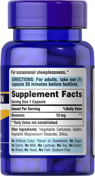 Мелатонин 12 мг Puritan's Pride (Melatonin) 60 капсул