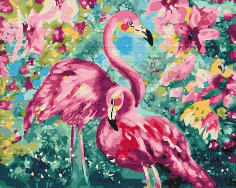 Картина за номерами Квітковий фламінго  Brushme 48x60