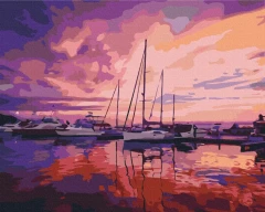 Картина за номерами Рожевий світанок в яхтклубі  Brushme 48x60