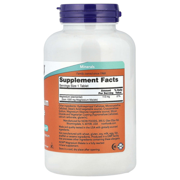 Магній малат Now Foods (Magnesium Malate) 1000 мг 180 таблеток