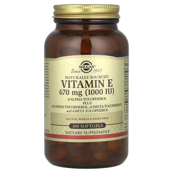 Натуральный Витамин E с токоферолами Solgar (Natural Vitamin E) 1000 MЕ 100 капсул