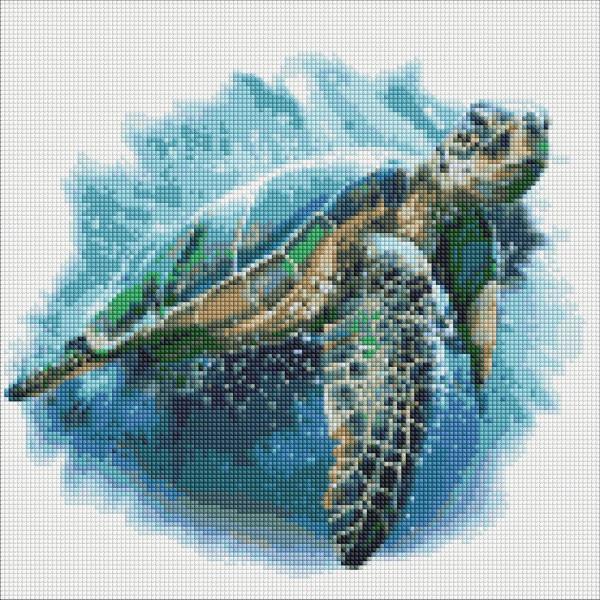 Алмазна мозаїка/вишивка Блакитна черепаха 40x40 Ideyka