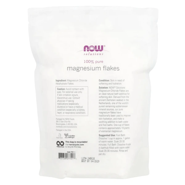 NOW Foods, Solutions, пластівці магнію в пластівцях, 750 г
