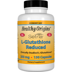 Глутатіон, L-Glutathione, Healthy Origins, Setria, знижений, 250 мг, 150 капcул