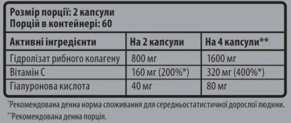 Морской коллаген с гиалуроновой кислотой Sporter (Marine Collagen + Hyaluronic Acid) 120 капсул