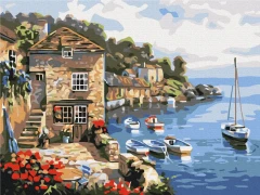 Преміум картина за номерами Човни в морі Brushme 40x50