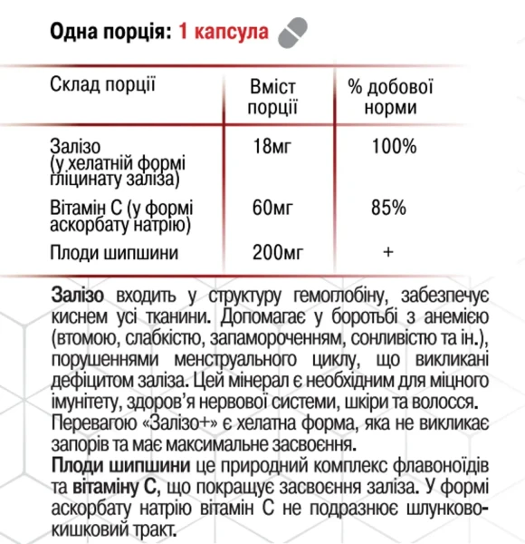 Гліцинат заліза (Залізо+) Грін-Віза 90 капсул