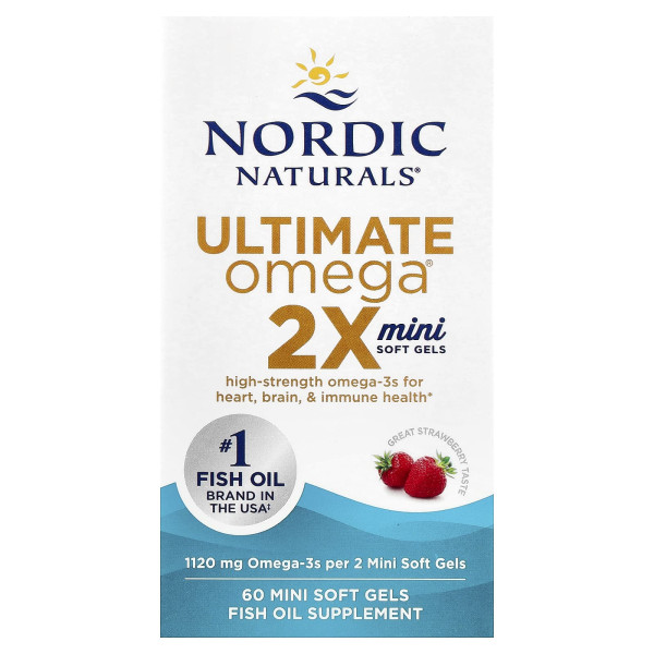 Рыбий жир мини со вкусом клубники Nordic Naturals (Ultimate Omega 2X) 1120 мг 60 капсул