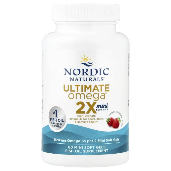 Рыбий жир мини со вкусом клубники Nordic Naturals (Ultimate Omega 2X) 1120 мг 60 капсул