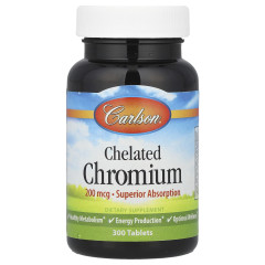 Хром хелат Carlson 200 мкг (Chelated Chromium) 300 таблеток
