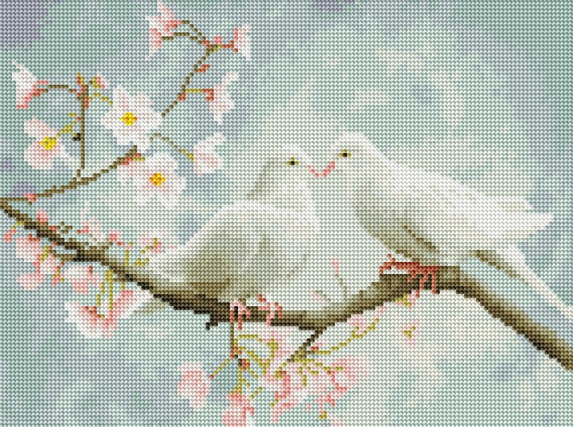 Алмазная мозаика Пара голубей 30 х 40 Brushme
