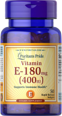 Витамин Е Puritan's Pride (Vitamin E) 180 мг (400 МЕ) 50 гелевых капсул