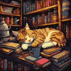 Картина за номерами Пухнастий книголюб. Тварини  40 х 40 Ідейка