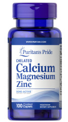 Кальцій магній цинк, Chelated Calcium Magnesium Zinс, Puritan's Pride, 100 каплет