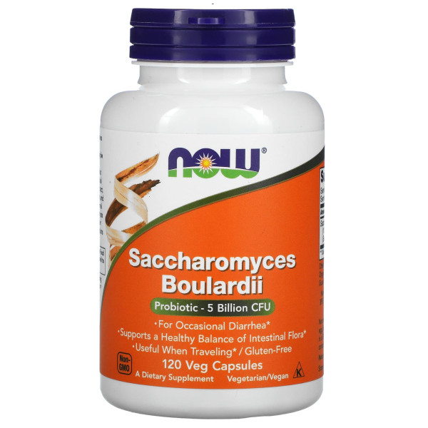 Сахароміцети буларді NOW Foods (Saccharomyces Boulardii) 5 млрд КУО 120 рослинних капсул