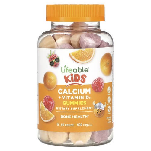Кальцій з вітаміном D3 Lifeable (Kids Calcium + Vitamin D3) 60 жувальних цукерок