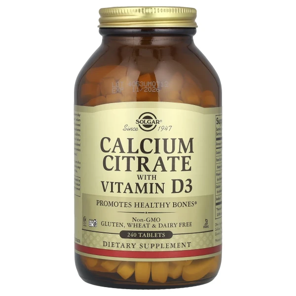 Цитрат кальция с витамином D3 Solgar (Calcium Citrate with Vitamin D3) 240 таблеток