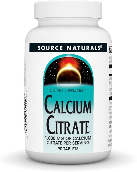 Кальций цитрат, Calcium Citrate, Source Naturals, 1000 мг, 90 капсул