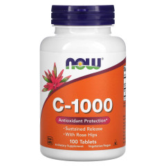 Вітамін C з шипшиною Now Foods (Vitamin C with rose hips) 1000 мг 100 таблеток