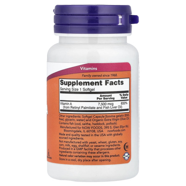 Вітамін А Now Foods (Vitamin A) 25 000 МО 100 капсул