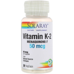 Вітамін К2 менахахінон 7 Solaray (Vitamin K-2) 50 мкг 30 вегетаріанських капсул